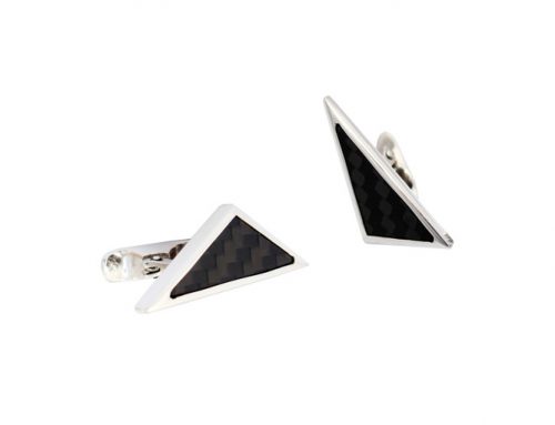 Silver cuff links set with carbon fibre-Daniel Gallie